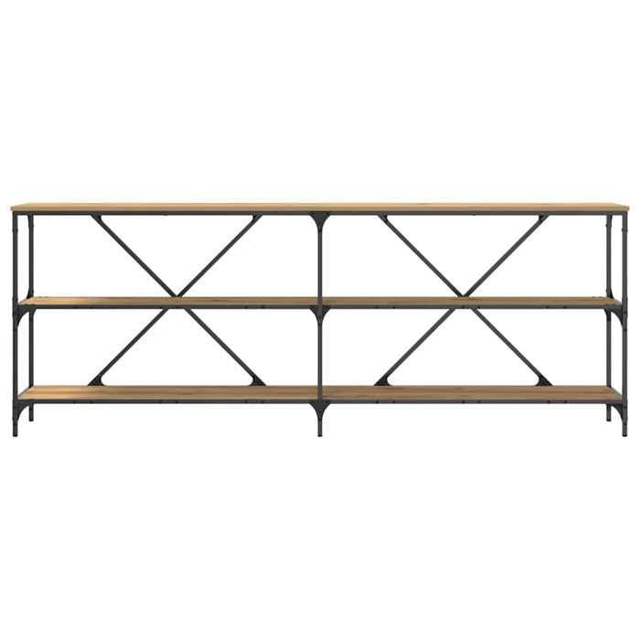 Table console en chêne artisan de 200x30x75 cm en bois composite et en acier_2 ans garantie_75679