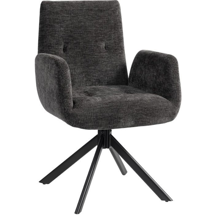 Fauteuil pivotant – noir – design moderne capitonné – 360° – 60 x 61 x 88 cm
