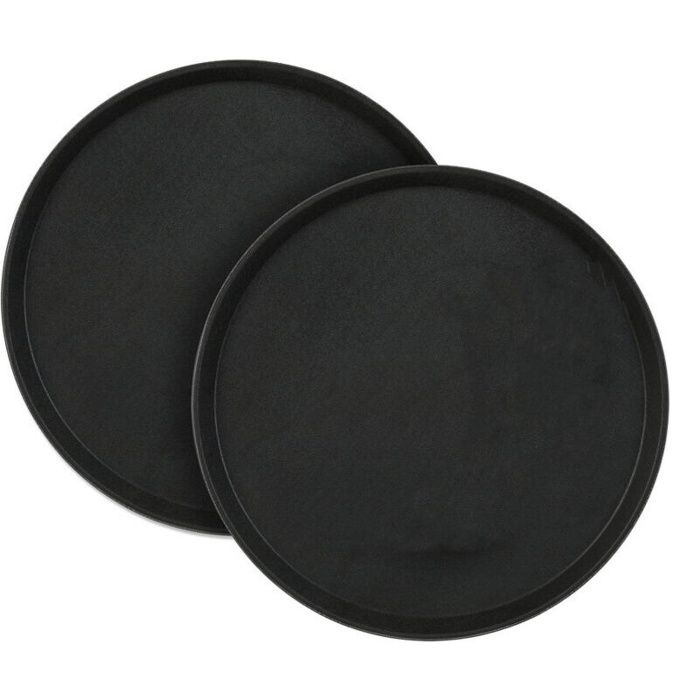 Ensemble de deux plateaux ronds 40 cm de diamètre surface antidérapante convient à une utilisation en restaurant noir.