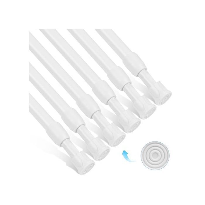 Tringle Rideau Extensible 6 Pièces Tringle à Rideau Flexible et Réglable Sétend et Se Rétracte 6 Pièces en Blanc 18 LANCE RIDEAU