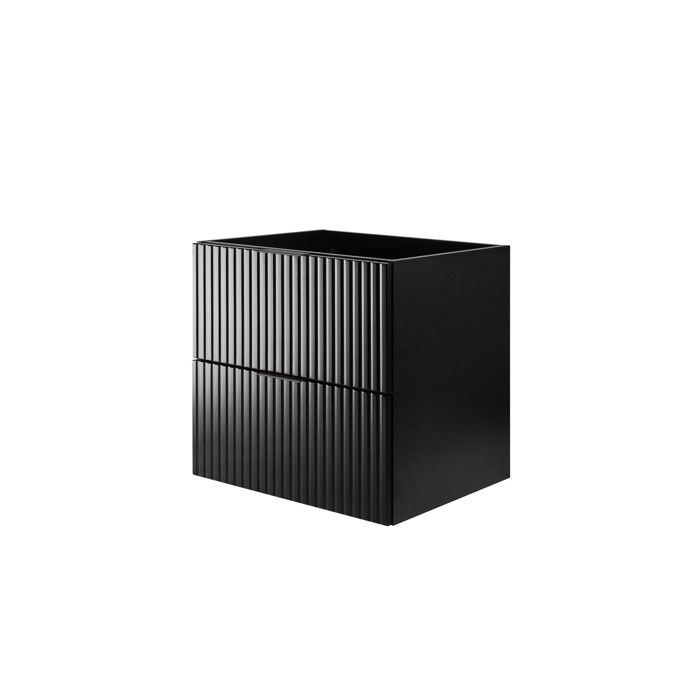 Meuble vasque - 3XE LIVING - 60 x 46 x 57 cm - Noir - Suspendu - 2 tiroirs
