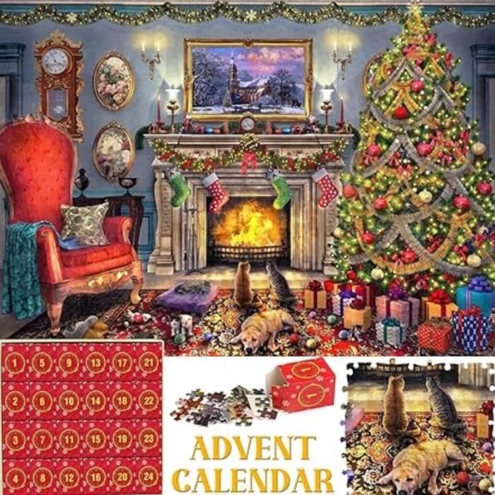 Calendrier De L’Avent Puzzle 2025 – 1008 Pièces, 24 Boîtes, 70x50 Cm, Noël, Pour Enfants Et Adultes