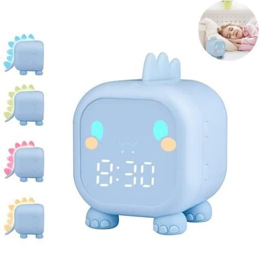 Réveil Numérique Enfant - Dinosaure - Bleu - 2 Alarmes - Veilleuse