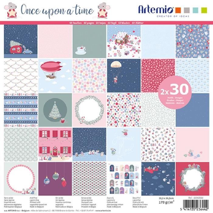 Artemio Bloc 60 Feuilles Blue Dreams 30x30 Cm - Papiers Scrapbooking Enfantin Multicolore