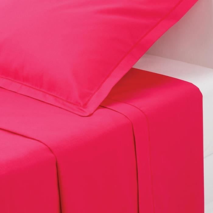 ATMOSPHERA Drap plat -  - Fuchsia - 180x290 cm - Coton - Lavable 