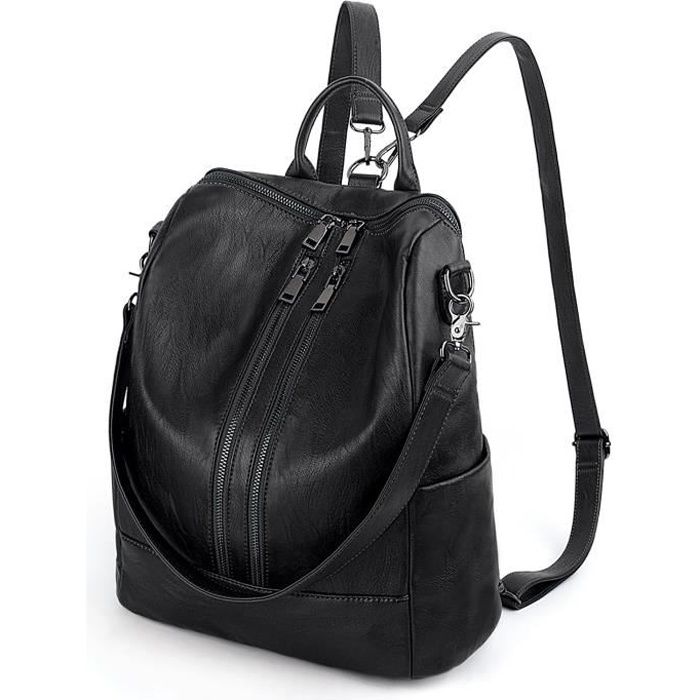 Les Femmes De 3 Facons Convertible Sac A Dos Sacs A Main Sac A Dos Sac A Bandouliere Pu En Cuir Delave Double Fermeture A Glissiere Achat Vente Les Femmes