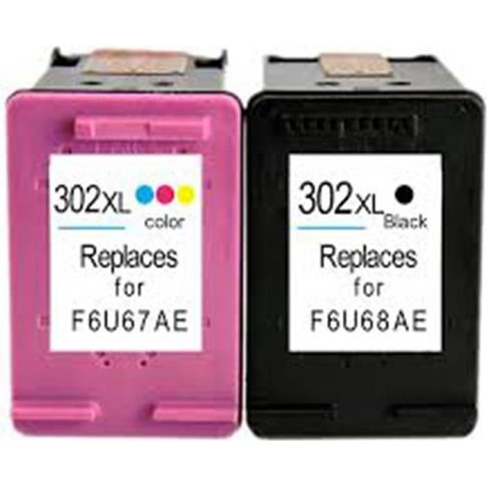 Cartouches D'encre 302 XL Noir Remanufacturées - Compatible HP Deskjet 3634 - Meilleur Rapport Qualité