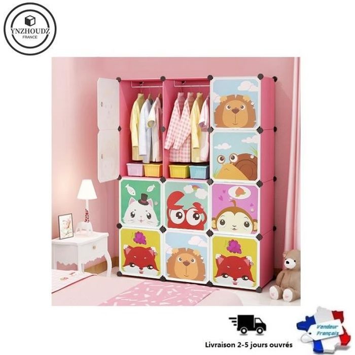 Armoire de chambre en plastique rose YNZHOUDZ 12 cubes de rangement