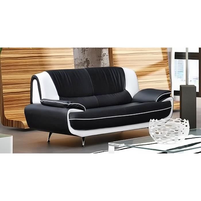 Canape 3 Places Design Noir Et Blanc Marita Achat Vente Canape Sofa Divan Cdiscount