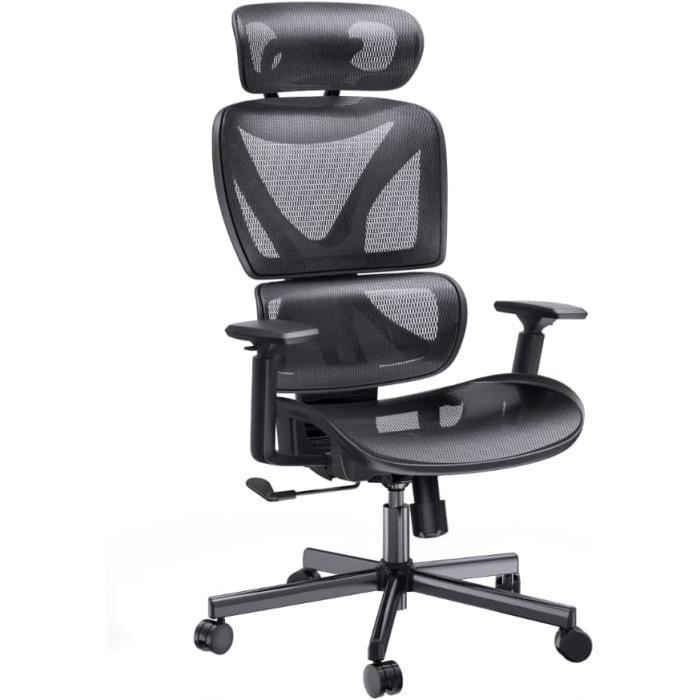 Chaise Ergonomique Ergocity White, Avec Coussin Lombaire Accoudoirs 3d