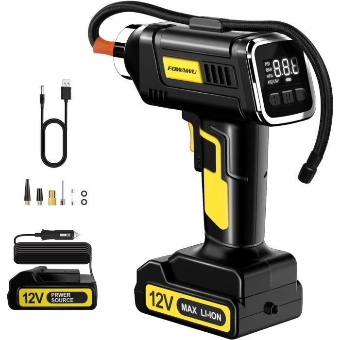 Gonfleur Pneus Voiture 12V Numérique - Arrêt Auto 150 PSI - Urgence & Vélo - 9