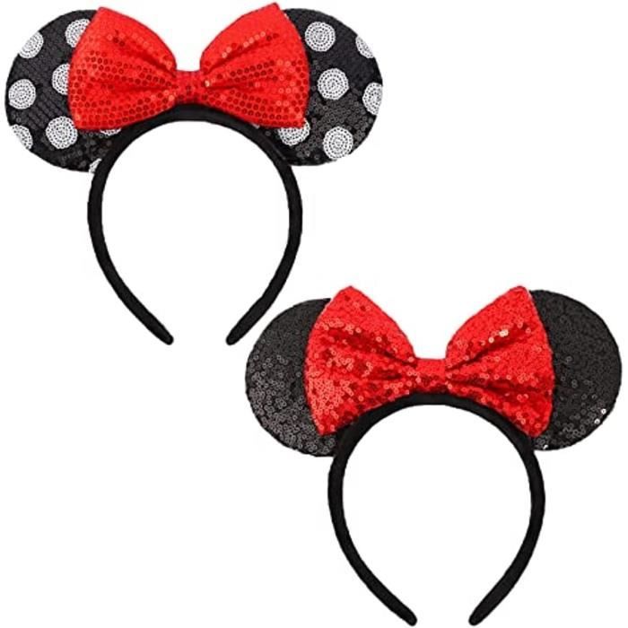 relaxdays 10x diadème souris - oreilles de souris - bandeau avec noeud - avec oreilles