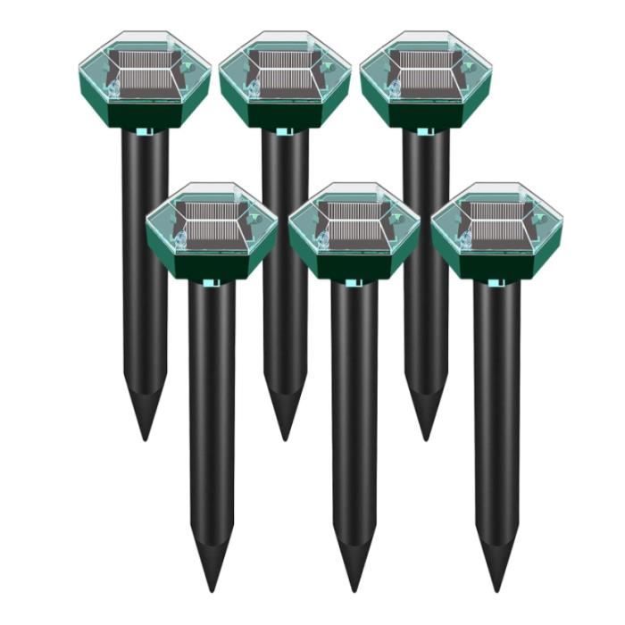 6 Répulsifs Taupes Solaires à Ultrasons - Anti Rongeurs IP65 - Pour Jardin Pelouse écureuils
