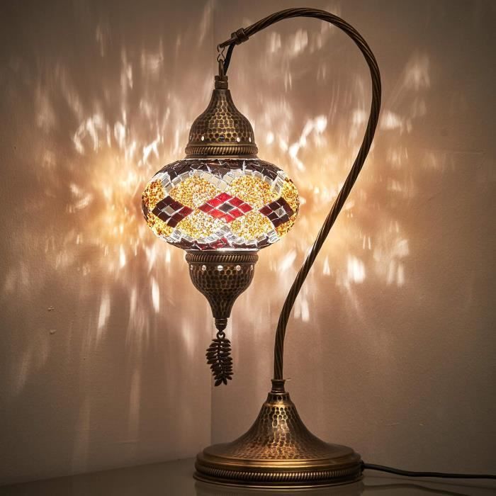 Luminaire Suspendu Style Turc/Marocain - Mosaïque Multicolore - Globe En Verre - LED 15W - Fabriqué à La Main En Turquie
