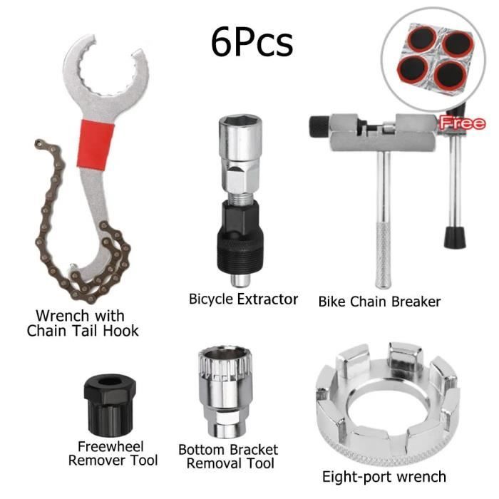Acheter Kit d'outils de réparation de vélo, clé de démontage de Cassette, disjoncteur de chaîne, extracteur de manivelle, extracteur de rayons, 9 pièces