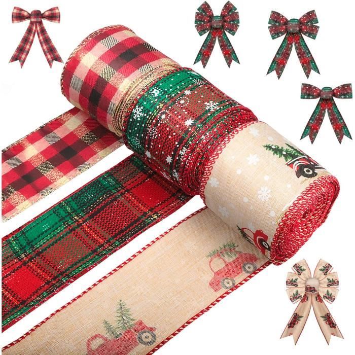 6 Rouleaux De Ruban De Noël Gros-Grain - 54,86m Total