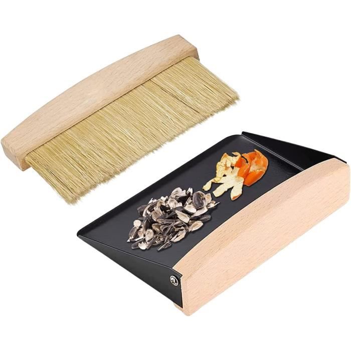 Petit Kit De Nettoyage Bureau Balai Et Pelle - Mini Brosse Et Poussoir En Bois De Hêtre Avec Aimant - Idéal Table, Canapé