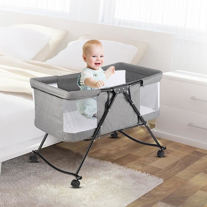 Berceau Bébé evolutif Lit Bébé Cododo avec roulettes Moustiquaire pour