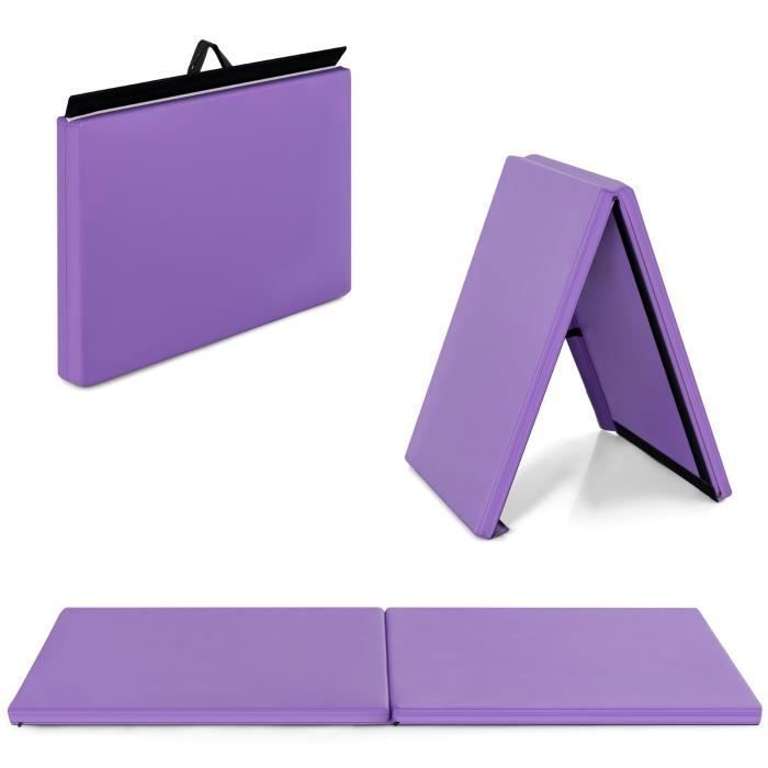Giantex Tapis de gymnastique à trois volets de 1,8 x 0,6 m avec poignées de transport, pour aérobic, yoga, étirements, MMA (rose et jaune