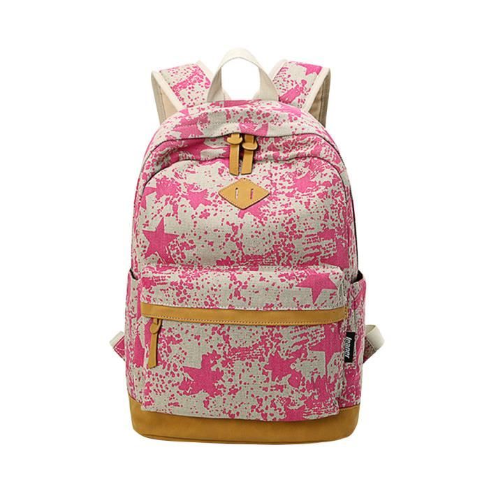 Sac à Dos Scolaire Fille Amythe – Capacité 15,6″, Poches Antivol – Cartable Collège Lycée Rose