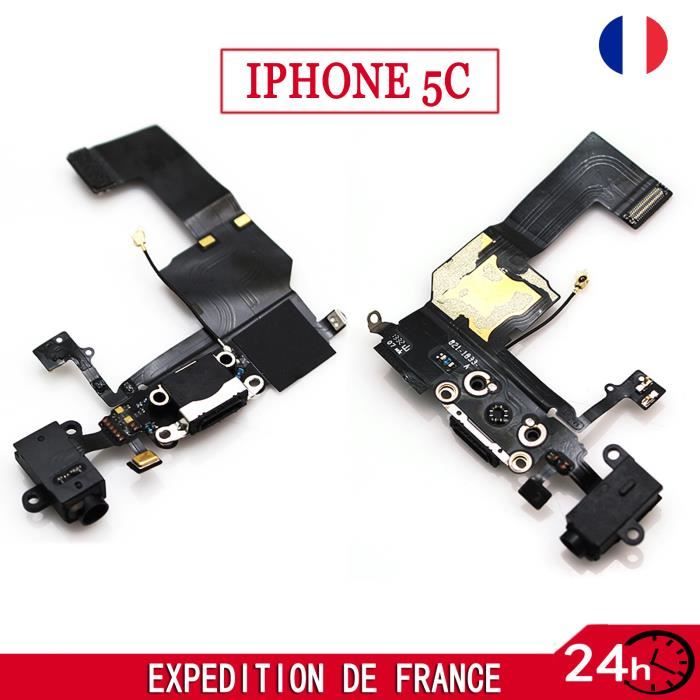 Connecteur De Charge Et Jack Pour IPhone 5S Noir - Nappe Dock, Neuf, Compatible Modèles A1453 Etc.