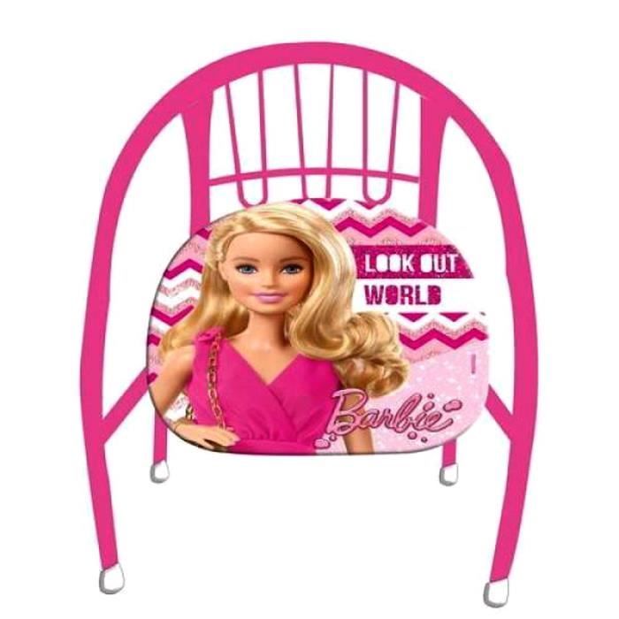 chaise en métal barbie - fauteuil enfant - rose - structure en métal - intérieur