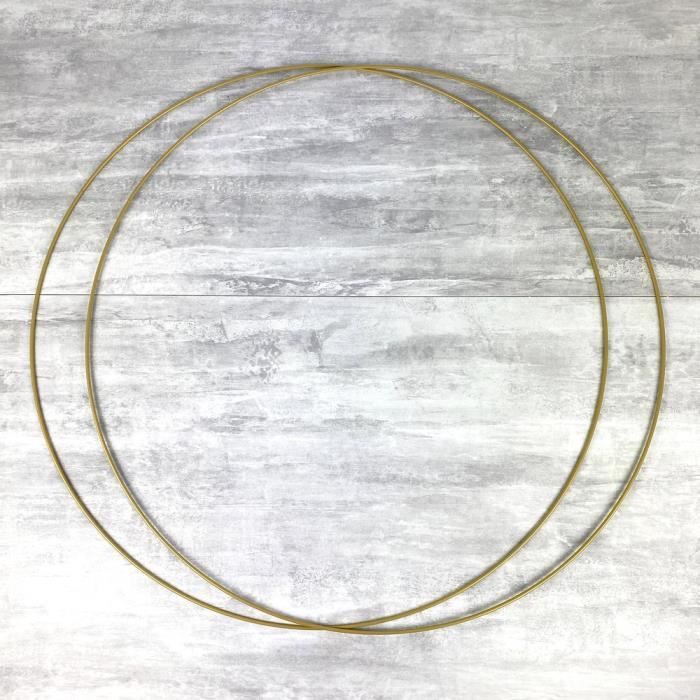 lot de 2 grands cercles métalliques doré ancien, diam. 70 cm pour abat-jour, anneaux epoxy attrape rêves - doré - 70 cm