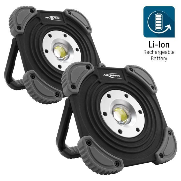 Projecteur de chantier à LED ANSMANN - 1400 lm & 10W - lampe de travail rechargeable Projecteur de chantier à LED ANSMANN - 1400 lm & 10W - lampe de travail rechargeable