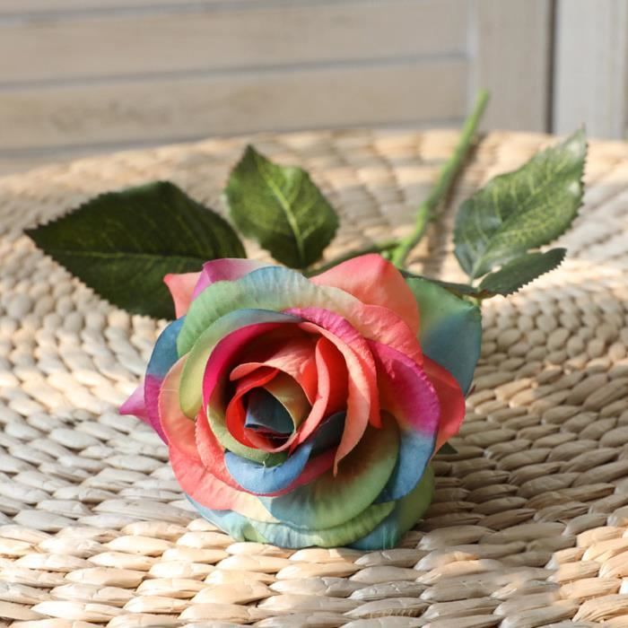 HHD-1340 lot fleur artificielle rose rouge vraie touche latex fleurs faux  silicone faux rose bouquet décoration pour maison maria - Cdiscount Maison