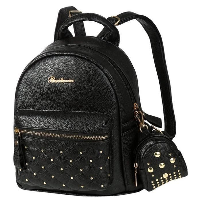 Vbiger Sac A Dos Femme Cuir Faux 2 En 1 Sac D Ecole Noir Achat Vente Sac A Dos 5350188323442 Cdiscount