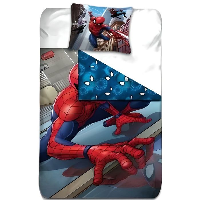 Spiderman - Housse de Couette - 1-personne - 140x200 cm + 1 taie d'oreiller 63x63 cm - Multicolore