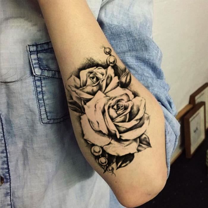 Tatouage Temporaire Autocollants Amovible Imperméable 3d Rose Bras Corps Bricolage 105x15 Cm Conception Chaude