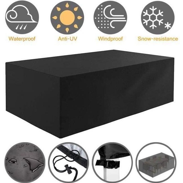 Housse de Meuble - 242x162x100cm Housse Salon de Jardin Imperméable Housse de Protection 420D Tissu Oxford Anti-Vent-Pluie-U C05307