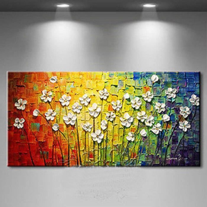 Tableau Peintures A Huile Oil Main Fleurs Abstraite Art