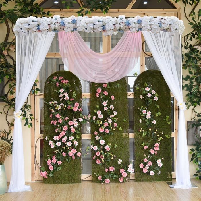 1 5x2 5m 2pcs Rideau Mariage Rideau Voilage Blanc Rose