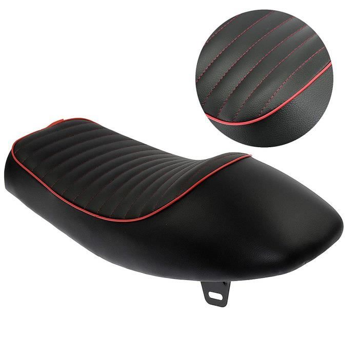 Selle Moto Café Racer En Cuir PU - Modèle Plat, Vintage, Pour CG125, GN, CB400SS, SR400... (53cm)