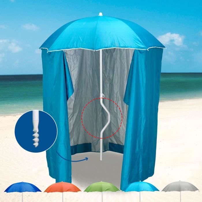 Parasol de plage léger visser tente protection uv GiraFacile 200 cm Zeus, Couleur: Turquoise