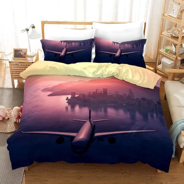 Parure De Lit Enfant Camions Chantier - Housse De Couette 140x200cm Excavatrice Tracteur