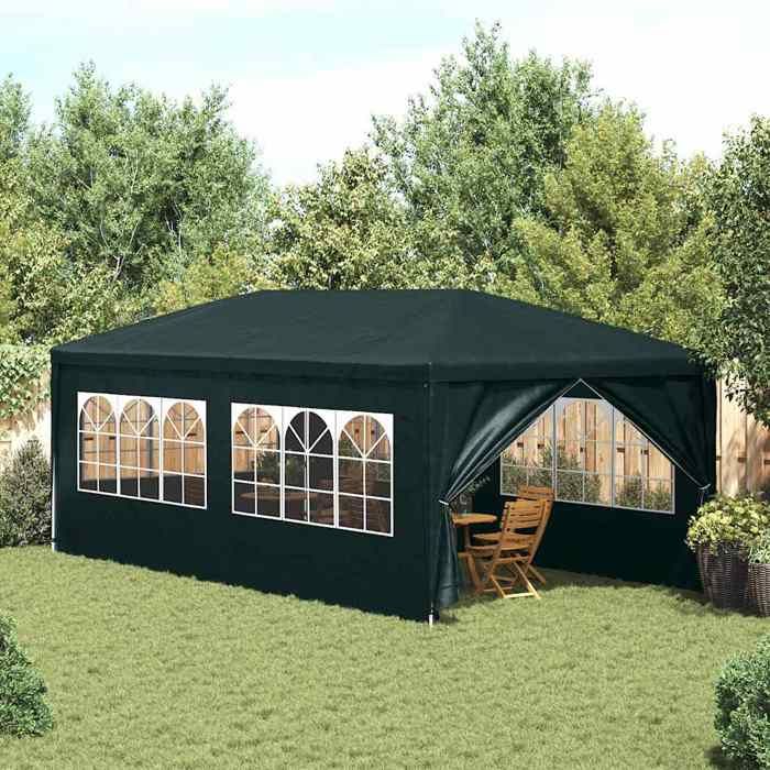 Tente de réception - vidaXL - 3 x 6 m - Vert - Polyéthylène résistant aux UV - Cadre en acier durable
