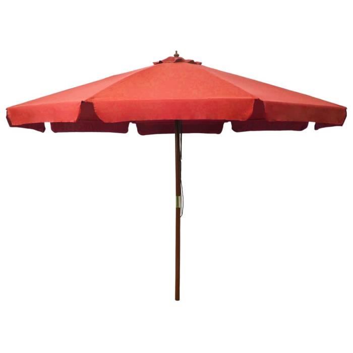 vidaXL Parasol avec mât en bois 330 cm cuite - vue 2