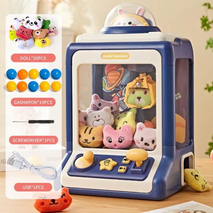 Machines à Pinces pour Enfants avec 10 Jouets en Peluche Mini Machine à Griffes Enfant Distributeur de Bonbons Claw machine avec Musique Cadeaux