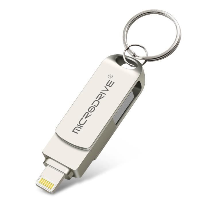 Clé USB,Clé usb 3.0 OTG en métal 2 en 1,support à mémoire ,lecteur flash  pour iphone 6 -X-XR-XS u- Argent -128 Go - Cdiscount Informatique