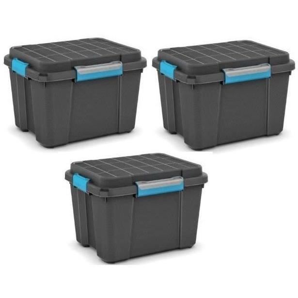 Lot de 3 Boîte de rangement KIS Scuba Box M - 45 L - Noir