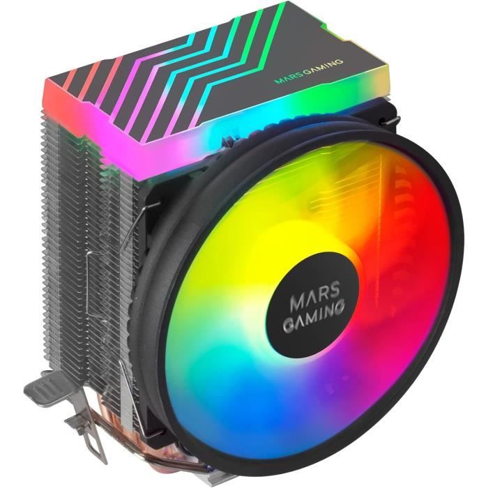 Mars Gaming MCPU-X3, CPU-koeler 190W TDP, 3x Heatpipes Pwm Fdb Ventilator Frgb Verlichting Compact Ontwerp Sff Mini Itx Aluminium Vinnen Pc Koeler Met Intel En Amd Compatibiliteit Zwart