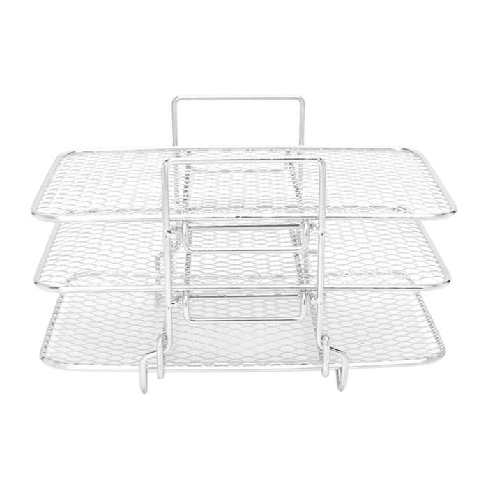 Panier à Friteuse à Air 3 étages Empilables – Acier Inoxydable 304, Lavable Au Lave-vaisselle, Pour Cuisson Multiple