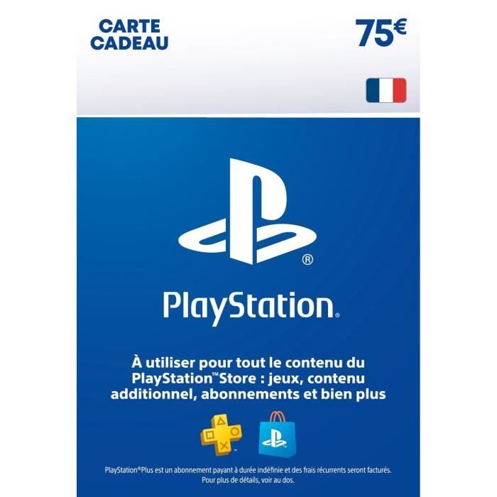 Carte cadeau numérique de 75€ à utiliser sur le PlayStation Store