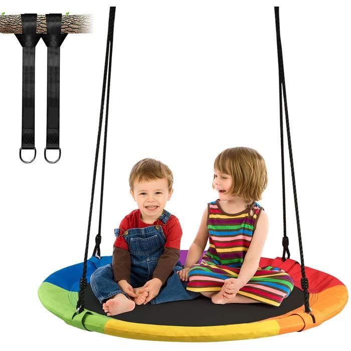 Balançoire Nid D'oiseau Rond 100 Cm - Pour Intérieur Et Extérieur, Supporte 100 Kg - 6