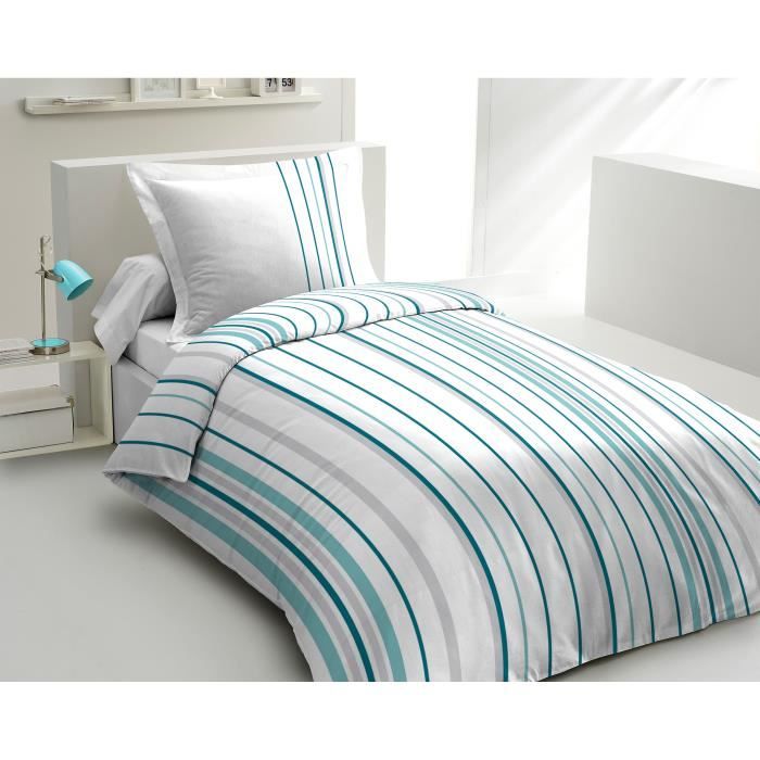Parure De Couette 220x240 Home Linge Passion - Microfibre Ethno Bleu Cobalt, 3 Pièces