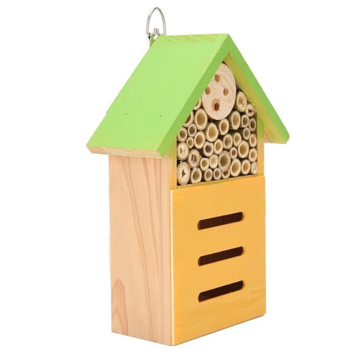 HURRISE Hôtel Bee Nids de maison d'abeille d'insectes en bois abri suspendu  d'hôtel d'abeille pour la cour extérieure de jardin - Cdiscount Animalerie
