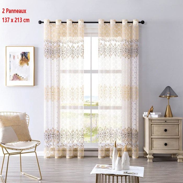 EMEMA Couleur Pure Rideaux De Fenêtre Transparents Lisse Panneaux Voile De Fenêtre Rideaux Élégant Traitement Pour Chambre Salon Rideaux à Oeillets 2 Panneaux 140x245cm Noir